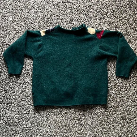 Vintage 80s Lambswool Grandmacore 100% Wool Women L Argyle Button-up Cardigan - Picture 5 of 8